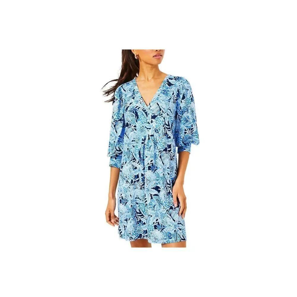 Lilly Pulitzer Cass blue floral Dress Size XS m10